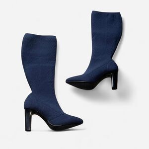 Charles David Women's Woven/Knit Navy High Boots